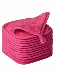 Milania 1/3/5pcs Set Soft Microfiber Face Makeup Remover Towels, With Hanging Loop, Skin-Friendly, Washable & Reusable - No Pattern - View 1