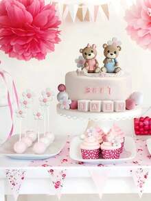 2 件 - 可爱泰迪熊蛋糕装饰、婴儿洗礼蛋糕装饰、软橡胶娃娃装饰、泰迪熊生日蛋糕装饰、婴儿洗礼装饰、性别揭秘派对 - 彩色 - 查看 5