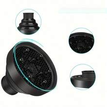 Difusor De Ar para Secador Em Silicone Adaptador Definidor de Cachos Retrátil Universal - Preto - Visão 6