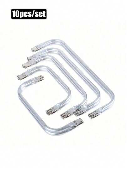 10 st silverfärgade aluminiumväskramar med kyssspännen - Fyrkantiga DIY-tillbehör för plånbokstillverkning, 400/300/250/200/180/160 mm, hållbar metallram för kuvertväskor, plånböcker och handväskor, tillbehör till handväskstillverkning, elegant metallfinish, robust konstruktion, beslag till kuvertväskor, handgjorda handväskor, slät mekanism, kvalitetshårdvara, resväska - konstruktionsklassad utmaningsutställningskomponent, plånböcker och handväskor - professionella hantverkare