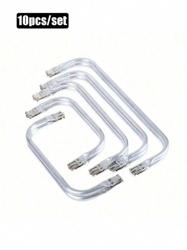 10 pezzi Cornice per borsetta in alluminio argentato con chiusura a bacio - Forma quadrata, accessori per la realizzazione di portafogli fai-da-te, misure 400/300/250/200/180/160mm, Telaio in metallo durevole per borse a clutch, borsette e borse a mano, Forniture per la realizzazione di borse, Finitura metallica liscia, Costruzione robusta, Hardware per borse a clutch, Borse a mano fatte a mano, Meccanismo scorrevole, Hardware di qualità, Componente per set di esposizione di costruzione, Borse e borse a mano - Artigiani professionisti