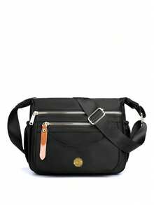 1PC Women's Multi-Layer Shoulder Bag With Large Capacity Anti Splash Nylon Crossbody Bag For Women's Casual Mobile Phone BagSuitable For Shopping, Wallet, Shopping, Young Women, College Students, Newcomers, White-Collar Workers. Very Suitable For Office, College, Work, Business, Commuting, Outdoor Activities, Travel And Outings - Black - View 2