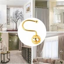 12 Ganchos Dorados para Cortina de Ducha, Anillos Decorativos de Cromo sumergidos en Aceite, Ganchos de Cortina de Ducha de Metal Brillante a Prueba de óxido para Barras de Cortina de baño - 1 - Ver 7