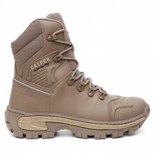 Bota Masculina Cano Longo Coturno CatPro Original Couro Emborrachado Militar Sola Antiderrapante Microexpandido Reforçado Trilha Com C.A - Marrom Claro - Visão 8