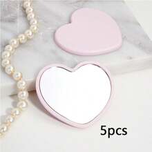 1 pieza/5 piezas/10 piezas/20 piezas/50 piezas Espejo compacto con forma de corazón, espejo portátil para estudiantes, espejo de bolsillo para viajes, espejo de maquillaje con forma de corazón