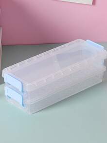 1Pc Transparent Double Layer Stationery Box For Desktop Storage Of Student Learning Supplies School Simple Multifunctional Large Capacity Versatile Personalized Waterproof, Dustproof