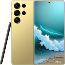 S25Ultra Touchscreen Smartphone 12GB+512GB, 6.8-Inch HD Display, 50MP+13MP Camera, 5000mAh Battery, Dual SIM, Dual Standby, Stylus, Global Use - Headphones, Type-C Charging Cable, Phone Case, Screen Protector - Perfect Christmas Gifts - 金色 - 查看 12