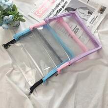 A5 Transparent Glitter PVC File Bag Student Stationery Storage Zipper Bag - Multicolor - View 3