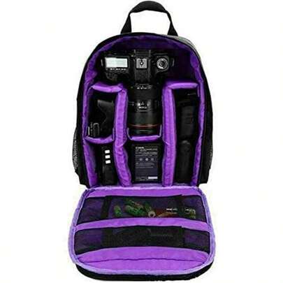 Mochila para câmera, bolsa de viagem para armazenamento de câmera, bolsa multifuncional com zíper para armazenamento de câmera DSLR para meninos adolescentes, meninas adolescentes e atletas