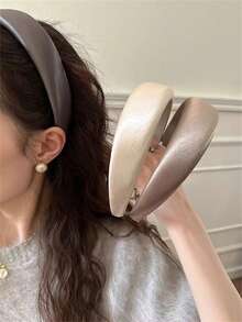 1pc Women's Elegant Satin Wide-Banded Headband, High Crown Pressure Hair Accessory, Suitable For Dresses, Daily Outfits, Bohemian Elegant Hair Decoration, Hair Band, Hair Hoop