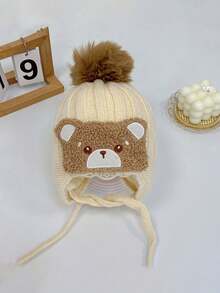 1 Piece Cute Knitted Baby Hat, Bear Design - Perfect Choice For Winter Outings - Suitable For Babies - Multicolor - View 6