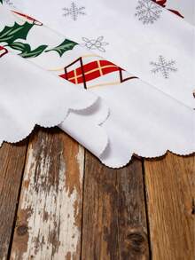 1pc Christmas Tablecloth, Bell & Christmas Tree Design, Waterproof Polyester Tableskirt, Tabletop Decor, Perfect For Christmas Party, Room, Kitchen, Home Decoration - Multicolor - View 12