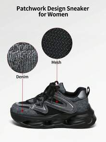 somiliss 5cm Platform Lace-Up Women's Casual Sports Shoes, Comfortable Breathable Mesh & Faux Leather, Non-Slip, Fashionable Outdoor Walking Sneakers, Autumn 2025 New Arrival