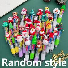 Mini Christmas Themed Ballpoint Pens - Retractable, Silicone Barrel, Ergonomic Grip, Assorted Vibrant Designs, Medium Point For Office & Holiday Gifts