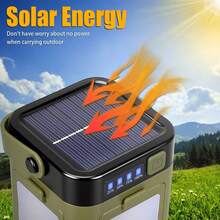 1PC Solar Outdoor Portable Camping Light Solar Charging Foldable Power Bank Intelligent Display Portable Hanging Tent Light, Camping Equipment - Multicolor - View 2