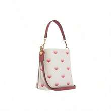 Coach COACH Women's Mollie 22 Bucket Bag Heart Print With Detachable Strap Convertible Crossbody Shoulder Handheld Small Size Chalk White CA249