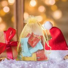 1/20/50 pièces Sacs d'emballage cadeaux, sacs en organza violet pour bonbons, sacs d'emballage de couleur violet foncé pour la vaisselle, sacs d'emballage de lavande et d'épices, articles de décoration pour Halloween et Noël, fournitures d'emballage de cadeaux pour mariage et fête festive, sacs d'emballage de cadeaux pour événements et fêtes festives, convient pour diverses fêtes festives