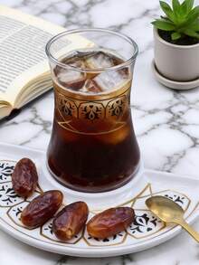 奢华咖啡杯套装 - 镀金郁金香玻璃杯和陶瓷碟，黑色茶杯，浪漫下午茶套装，适合茶会、礼品、乔迁之喜、婚礼，2 件套 - 彩色 - 查看 6