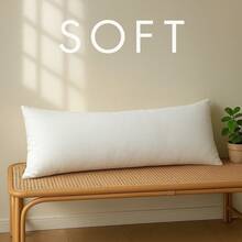 1pc Large Size Pillow - Side Sleeper Breathable Pillow - Soft Long Bed Pillow For Adults, 40 X 80 Cm / 15.7*31.5 Inches, Practical Holiday Gift - White - View 1