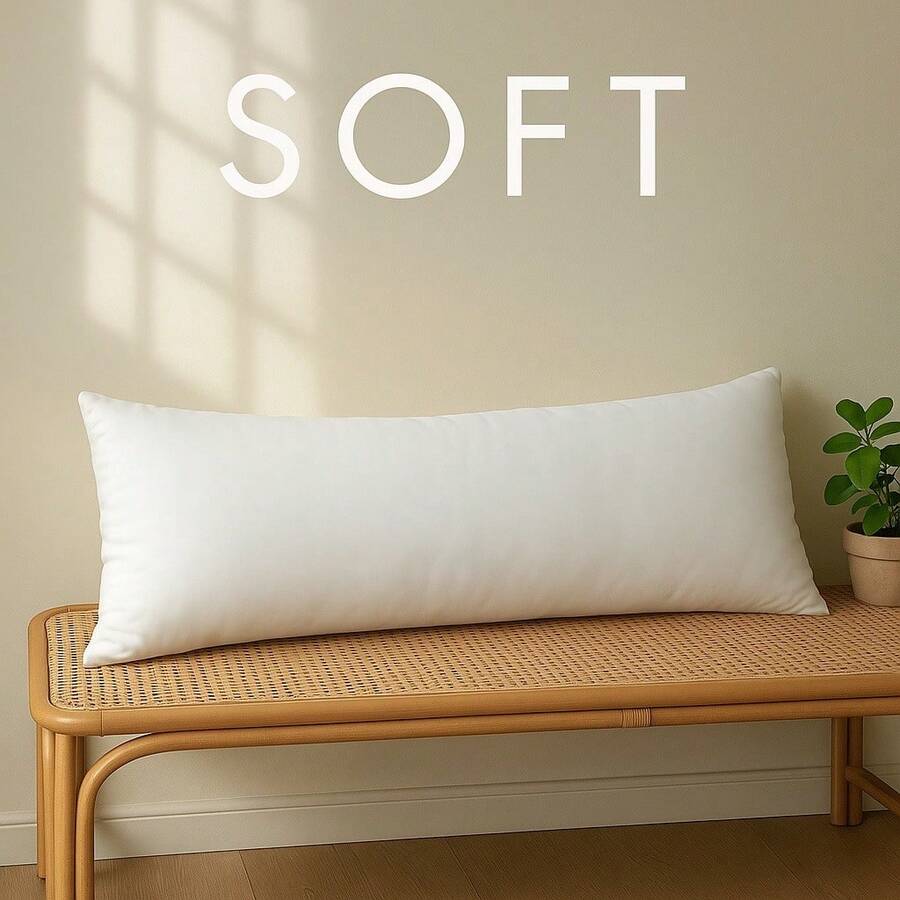 1pc Large Size Pillow - Side Sleeper Breathable Pillow - Soft Long Bed Pillow For Adults, 40 X 80 Cm / 15.7*31.5 Inches, Practical Holiday Gift - White - View 1