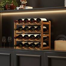 Apricot DIY Handmade Bamboo Wine Rack, Multi-Tier Wine Holder (6/8/9/12/16 Bottles) - Apricot - View 7