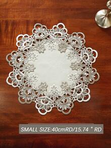 100% Polyester Embroidered Lace Cutwork Round Tablecloth, Suitable For Kitchen, Dining Room, Living Room, Circular Dining Table, Home Decor, Holiday Decoration, Birthday, Villa Party, Outdoor Picnic, Party, Wedding - Multicolor - View 9