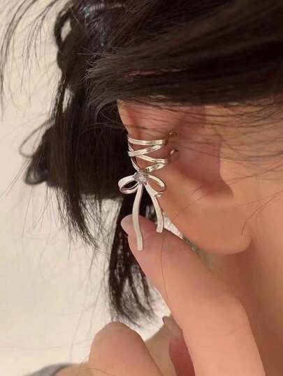 2 件复古奢华美学精致蝴蝶结夹式耳环，时尚可爱韩流无穿孔耳环首饰，派对礼物