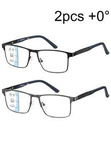 2-Piece Set Of Progressive Reading Glasses With Multi Focus For Men, Blue Light Multi Focus Computer Reader, Wireless Tri Focus Close Range - 透明多焦點 - 查看 12