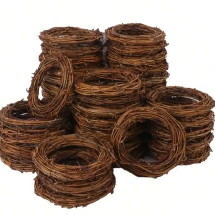 2 pièces Couronne en rotin, couronne circulaire, structure multicouche robuste, convient pour les décorations faites main pour Noël, mariages, anniversaires, etc., avec une texture de grain de bois naturel - Couronne réutilisable d'intérieur/extérieur Décoration de maison Décorations de Noël Décoration de pièce Hiver