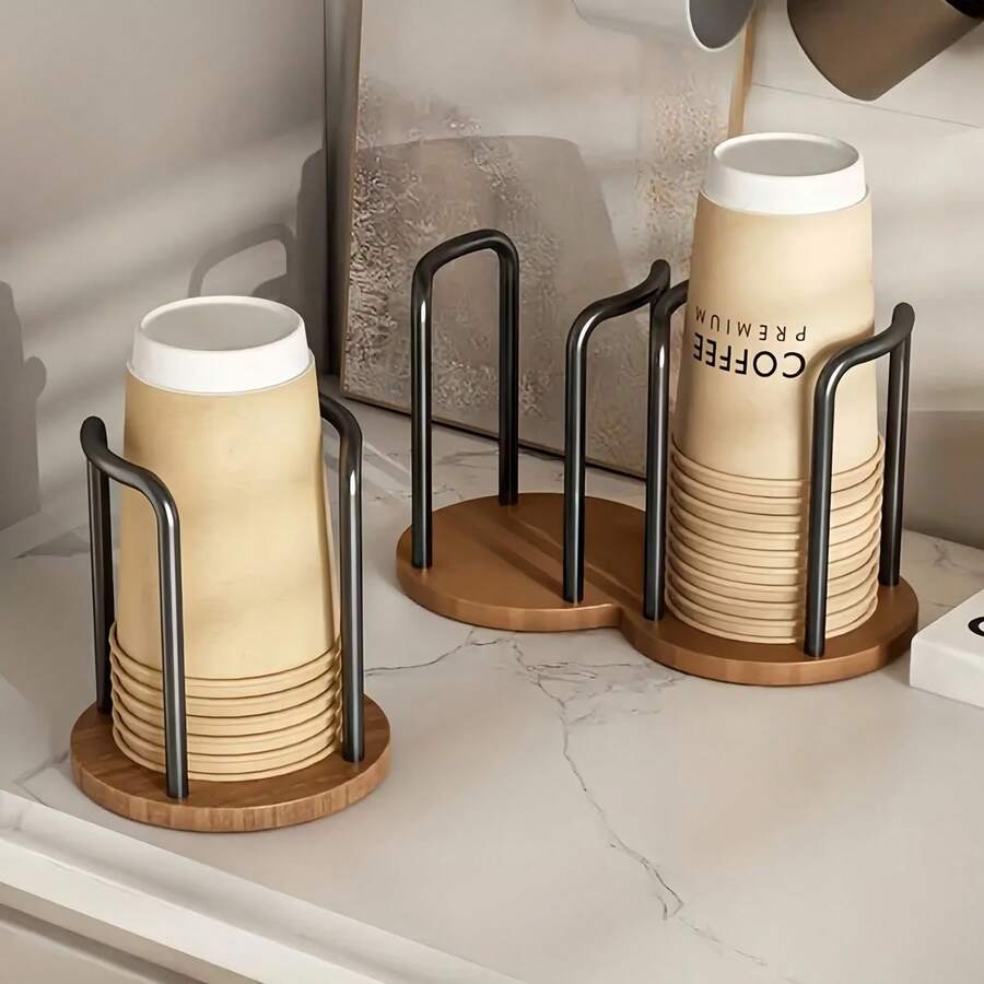 1 pieza Soporte ergonómico para taza de café, organizador de cocina para el hogar para tazas, vasos, adecuado para el hogar, cafetería, oficina, hotel, organizador decorativo y funcional para tazas/vasos de papel/tazas y viajes