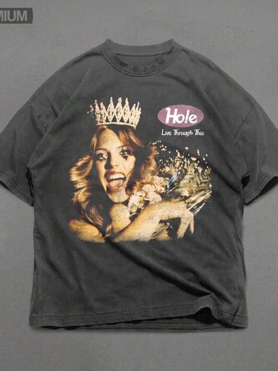 Hole Live Through This T-Shirt,  Shirt, Oversized Band Tee, 90s Band Tees, Band Tshirts, Goth Shirts, 90s Retro Graphic Tee - màu đen - Xem 1