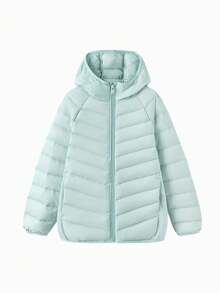 Balabala 儿童连帽羽绒服,保暖冬装,防水防风,舒适保暖 - 粉綠 - 查看 4
