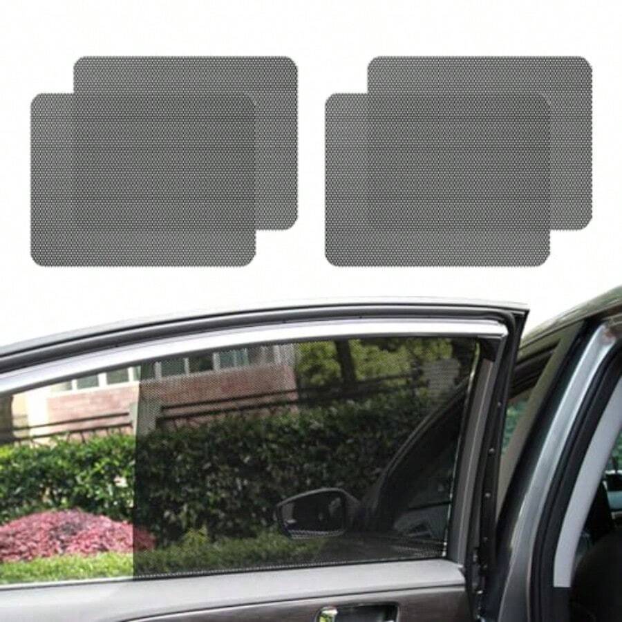 4 PCS Car Side Window Sunshade 16.5"*15" Static Cling Auto Sunshade Film Blocks Heat And UV Rays Washable Reusable Sun Shield Sticker For Most Vehicles Car Accessories