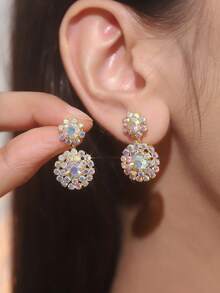 華麗水晶耳釘女款1對