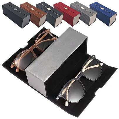The New Double-Layer Glasses Storage Box Can Hold Two Pairs Of Glasses, A Large-Capacity Anti-Stress Glasses Case, And A Stylish And Portable Sunglasses Case Made Of PUI Materialtravel Essentials Travel Accessories Travel Bag For Vacation Holiday Back To School School Stuff Sunglasses Women