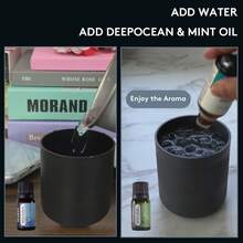 DOVVEE Mini Car Humidifier + 4X DeepOcean™ Oils | Extended Freshness Bundle For Smoke Removal – Breathe Clean With Powerful Ocean Mist (Dark Grey Humidifier*1+ DeepOcean Oil*4 - Màu xanh lam - Xem 9