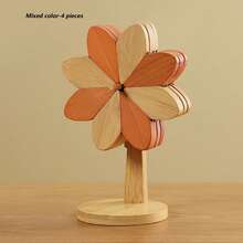 木质隔热碗垫、隔热垫和花朵杯垫套装，带支架。创意风车造型隔热隔热垫，耐热高品质杯垫和隔热垫，适用于您的餐桌。 - 彩色 - 查看 15