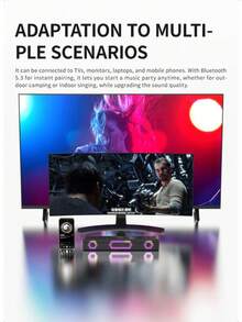 PHILIPS 飞利浦迷你条形音箱 TAB3120，RGB 灯光效果，兼容电视、PC、笔记本电脑、平板电脑、手机，蓝牙 5.3 稳定连接，3.5 毫米 AUX 接口，高音质，3600mAh 大电池，水平垂直放置，适用于游戏、音乐、电影、礼物 - 黑色 - 查看 5