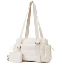 Women's Small Gym Bag 2 Set Mini Gym Duffel Bag With Wet Compartment And Coin Pocket, Gym Tote Bag For Workout/Sports/Travel, Beige - 米色 - 查看 2