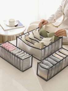 3pcs/Set Underwear Drawer Organizer Storage Box Foldable Closet Organizers Drawer Divider Storage Boxes For Underpants Socks Bra For Commercial /Hotel Dorm Room Essentials Clothes Organizer Closet Organization And Storage Bedroom, Underwear Drawer Storage Box, Underwear Storage Box, Wardrobe Storage Box And Storage Box, Mesh Drawer Storage Box