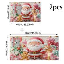 1pc Santa Claus Patterned Bathroom Anti-Slip Mat, Made Of Artificial Cashmere With Plush Decoration, Is Suitable For Bathrooms, Doorways, Kitchens And Other Occasions. It Can Be Machine Washed, Is A Holiday Decoration And Can Be Given As A Gift - Multicolor - View 14
