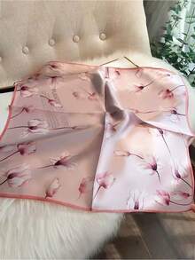 1 件花卉印花女士头巾，精致围巾头巾 - 粉色 - 查看 5