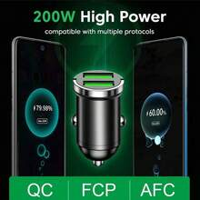 200W(Max) Mini USB Pull Ring Car Charger Fast Charging Dual USB Ports Phone Charger Compatible With Iphone Cigarette Socket Lighter Quick Charger 3.0 In Car - Multicolor - View 3