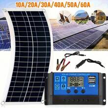 Outdoor RV Solar Panel 30W, Portable Solar Panel Kit 12V 18V 5V USB Charging Interface Solar Panel With Controller Solar Cell For Mobile Phone RV Car