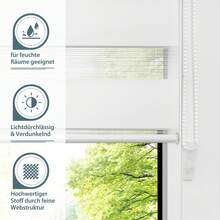 Zebra Blinds For Windows Pull Down Roller Window Shades Dual Layer Light Filtering Privacy For Day And Night, Corded Door Shades For Home Easy To Install - White - View 3