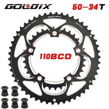 GOLDIX 110BCD 50-34T Road Bicycle Crankset, Dual Chainring, Suitable For 9/10/11 Speed Folding Bikes - Black - View 2