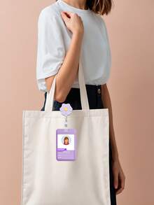 1 قطعة بكرة شارة هوية قابلة للسحب مزينة بزهرة ملونة مع حامل بطاقة الهوية؛ بكرة شارة هوية معلم مصنوعة من الراتنج الجميل والممتع، يمكن تعليقها على سلسلة المفاتيح؛ مناسبة للأطباء والممرضات والمعلمين والطلاب وموظفي المكاتب