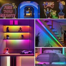 TYUTE 1PC Intelligent RGB LED Woven Light Strips, With A Simple And Convenient USB Interface, A Length Of 9.84ft That Can Be Freely Cut, Can Be Controlled By A Mobile Phone Application To Adjust The Brightness Of The LED Rope Light, Synchronously Change Color Music, Synchronously Change LED Light Strips, Indoor Decoration Atmosphere Light Strips, Halloween And Christmas Lighting Decorations - 彩色光 - 查看 6