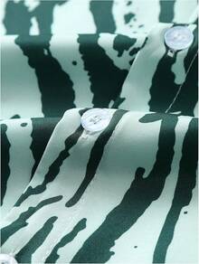 Men's Hawaiian Zebra Print Shirt Button Up Short Sleeve Collar Animal Print Shirt Tops Cheetah Print Topshalloween - 豹紋綠 - 查看 6