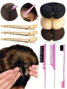 Wykwintna, retro siateczkowa stylizatorka do koków – gumka do włosów z pustą przestrzenią do klasycznych upięć, piankowe kółko do upięć DIY z zatrzaskami, modne akcesorium do włosów do kucyków i upięć, odpowiednie dla osób w wieku od 14 lat (jednoczęściowe, w jednolitym kolorze), gumki do kucyków, gumki do włosów, gumki do włosów, pompony, akcesoria do włosów